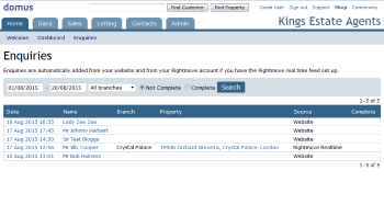 Enquiries Screenshot