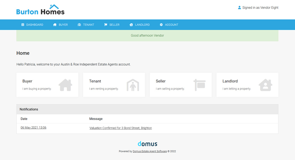 Client login dashboard